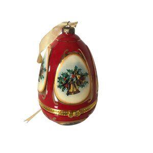 Mr Christmas Valerie Hill Holiday Egg Music Box Red Ornament Trinket Box 2007